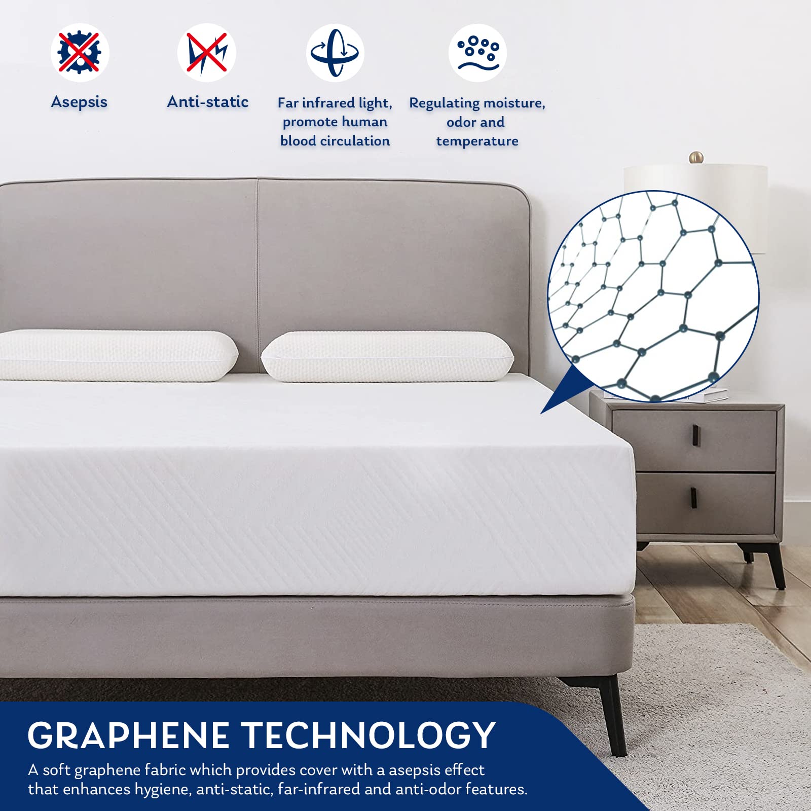 King Mattress In A Box, 10 Inch Mattresses Made In Usa For Platform Bed Double Size Daybed, Green Tea Memory Foam Medium Firm